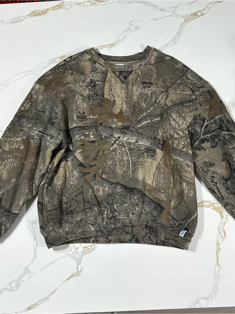 Akimbo Club x Realtree EDGE Camo Boxy Crewneck Sweatshirt Large